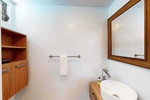 Half Bathroom with Modern Vessel Sink & Storage