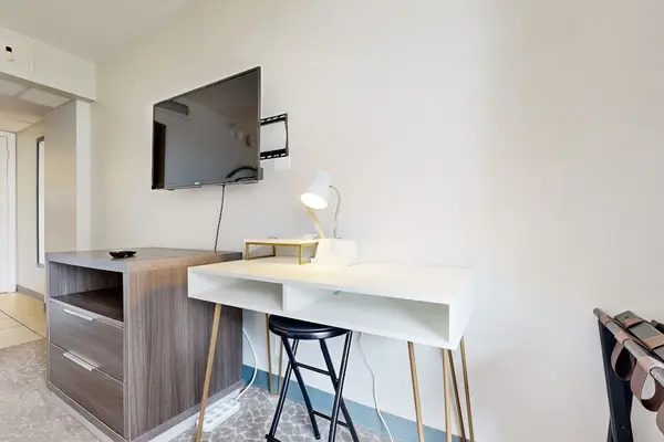 Stay connected, get work done, or enjoy your favorite shows in this versatile space.