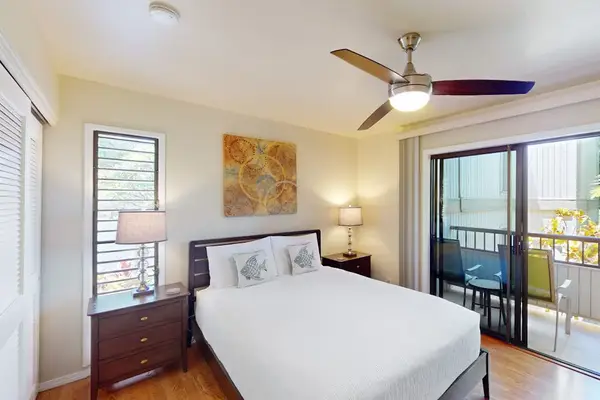 Spacious king bedroom with natural light for relaxing