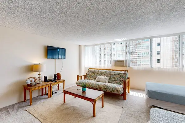 Bright and spacious studio with comfortable seating, sleeping accommodations, and plenty of natural light for a relaxing Waikiki stay.