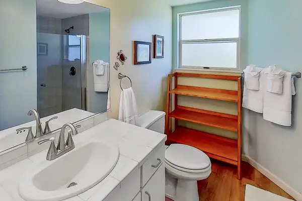Fresh Guest Bathroom With Walk In Shower