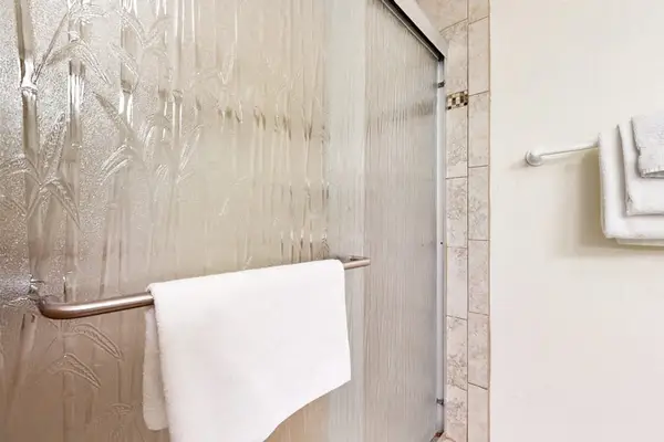 Walk-in shower with fresh modern finishes