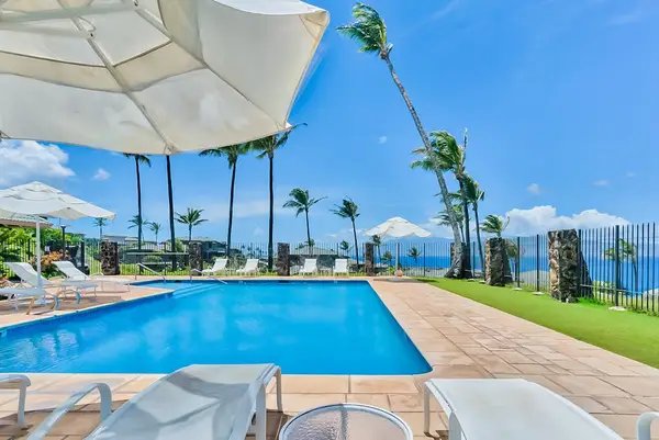 Poolside Relaxation Under Swaying Palms