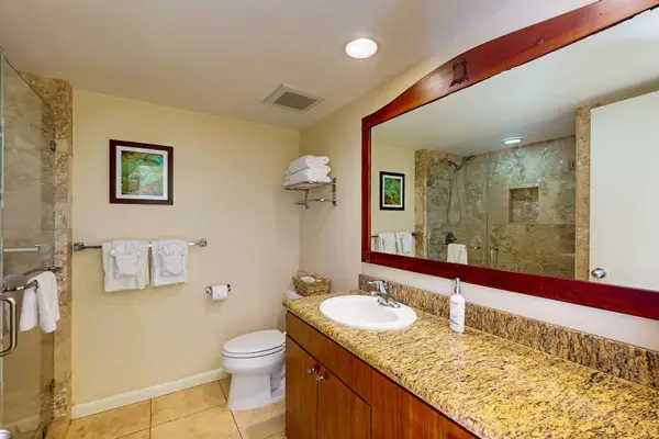 Spacious bathroom with double vanity