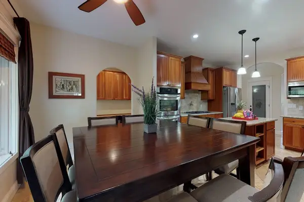 Dining room table with seating for eight.