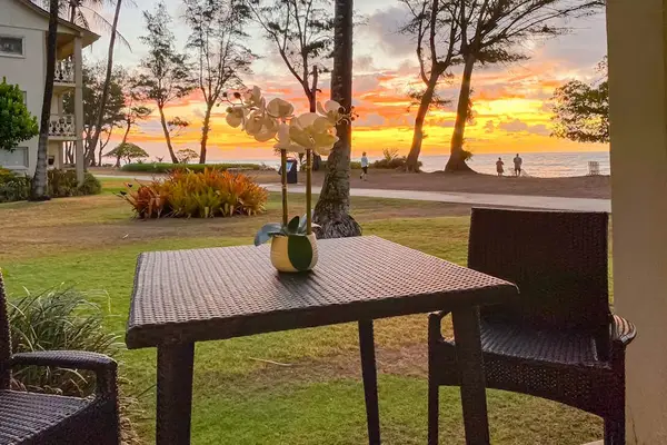 Enjoy sunset drinks on the lanai
