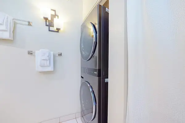 Washer and dryer provide convenient laundry access for guests