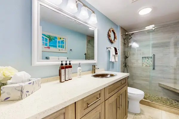 Bathroom with walk-in shower for convenient daily use
