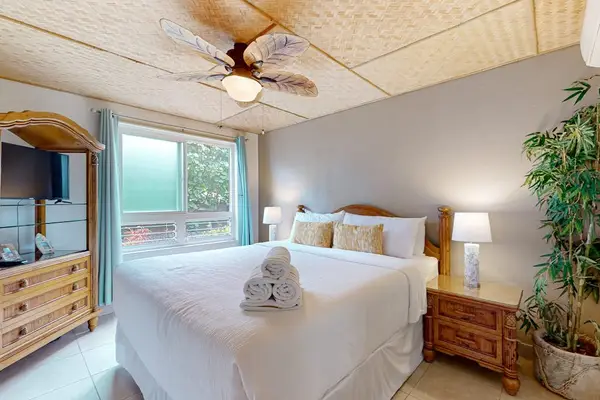 Comfortable bedroom with natural light