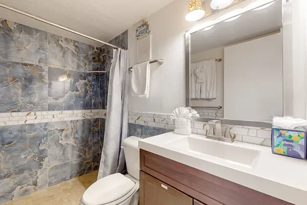 Modern bathroom with walk-in shower