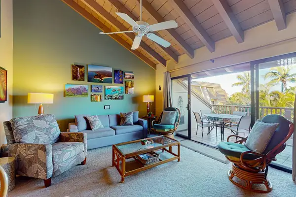 Bright living space with tropical island charm