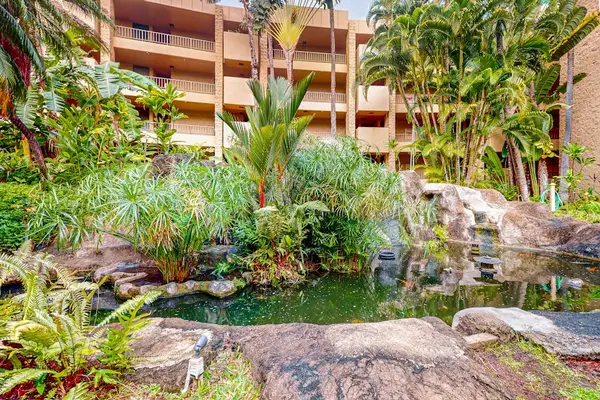 Resort Gardens With Waterfall Serenity