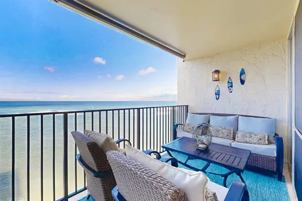 Private lanai with seating great for a dinner or morning coffee.  Enjoy the views as relax in the evening.
