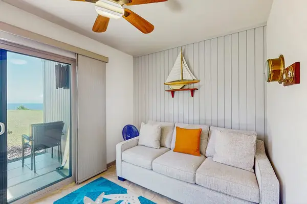 Welcoming living space provides an appealing setting for group relaxation