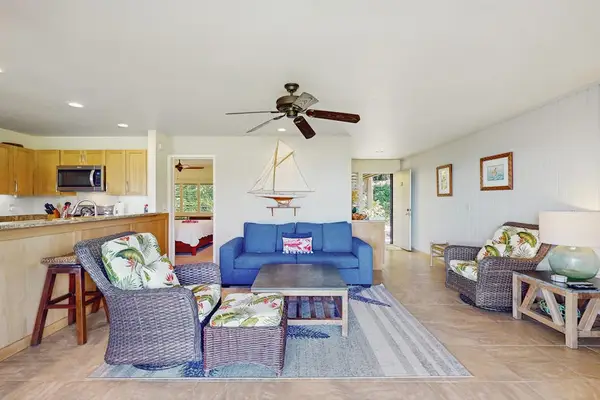 Open living area connects stylish seating with relaxation