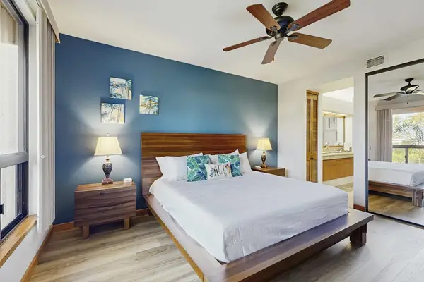 Wake up refreshed in a spacious king retreat.