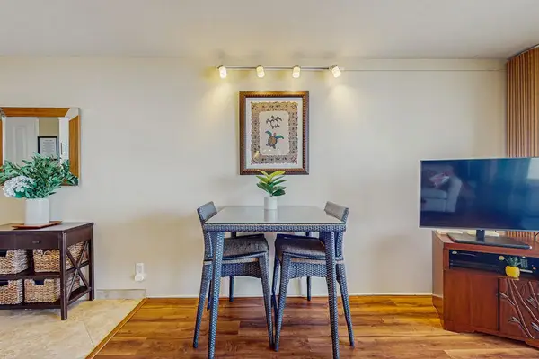Dining room table with seating for two.