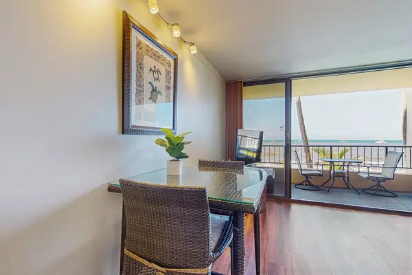 Dining room with seating for two.