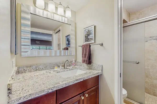 Remodeled master bathroom with large walk-in shower