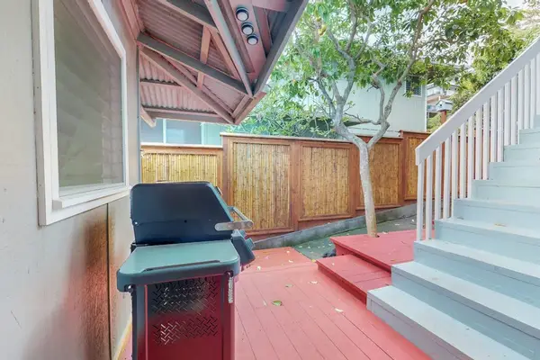 Exterior stairs connect the home with garden spaces and amenities