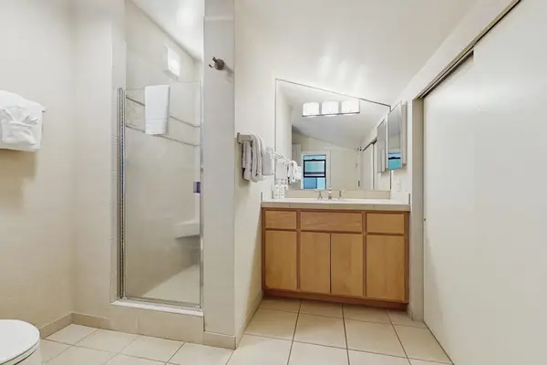 Bright Bathroom With Walk In Shower