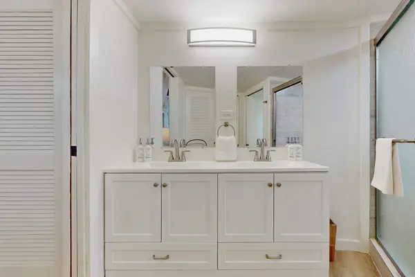 Dual Sink Vanity Station Offering Ample Room To Get Ready