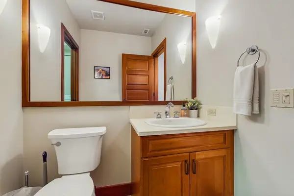Guest bathroom with large walk-in shower.