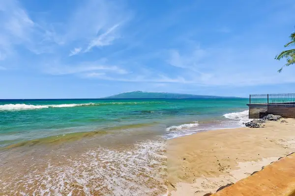 Enjoy direct access to a beautiful sandy beach with crystal-clear waters and island views.