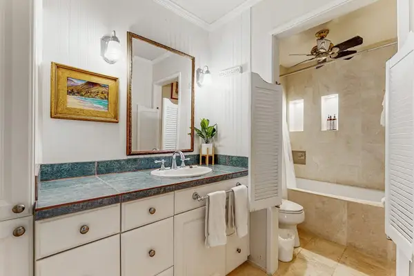 Full Guest Bathroom with Vanity Area, Soaking Tub & Shower Combo