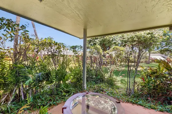 Lush Garden Views from the Private Covered Lanai Dining Spot