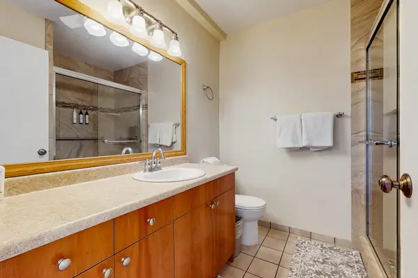Spacious Guest Bathroom With Vanity