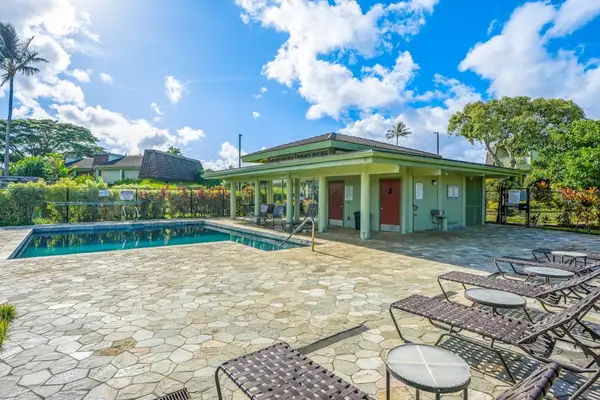 Outdoor pool provides comfortable seating and relaxation.