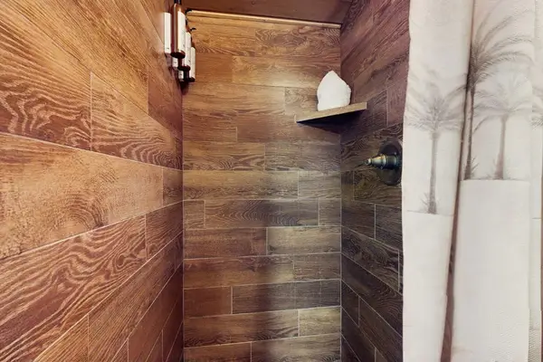 Walk-in shower with modern finishes