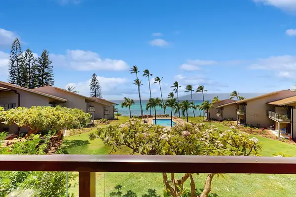 Lanai overlooking lush tropical gardens