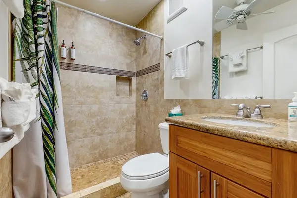 Master shower with large walk-in tiled shower