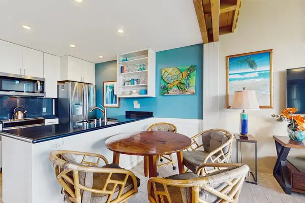 Dining room with a table for four.