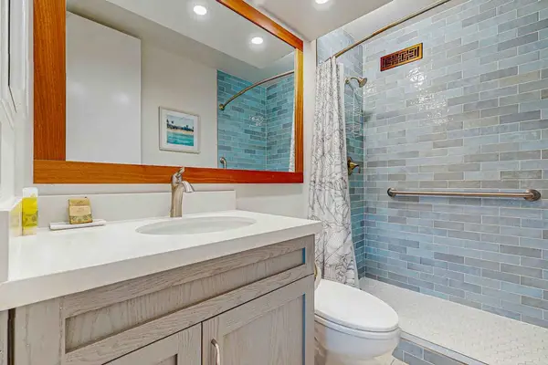 Master bathroom with large walk-in shower.