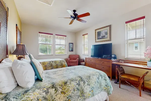 Guest Bedroom with Flat-Screen TV, Dresser & Workstation Desk