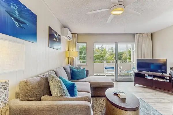 Living room with flat screen tv and extra sleeping in case you have guests.