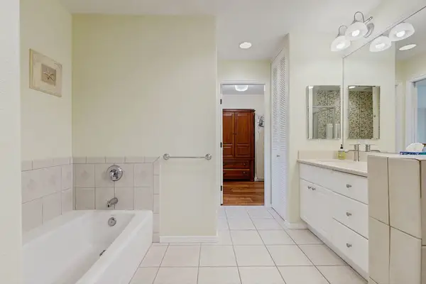 Spacious bathroom with a soaking tub