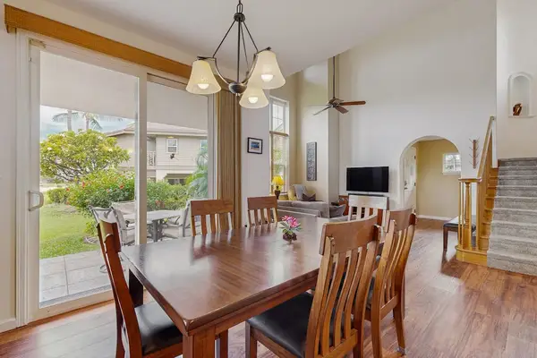 Dining room with tropical garden views