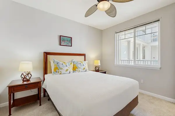 Cozy guest bedroom with natural light