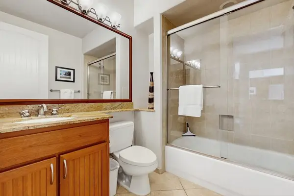 Modern bathroom with a shower and vanity