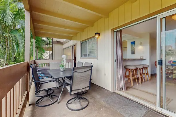 Covered lanai great for enjoying a meal outside.