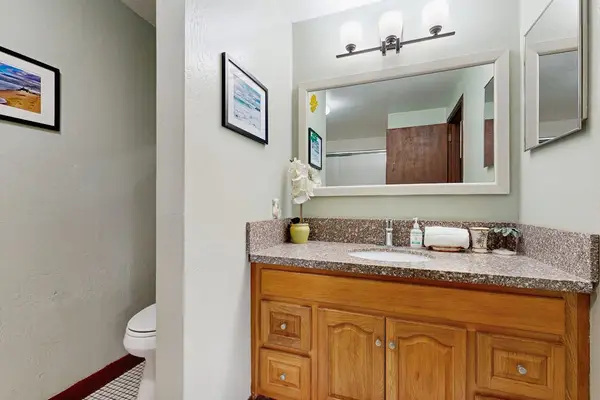 Elegant Full Bathroom With Granite Vanity