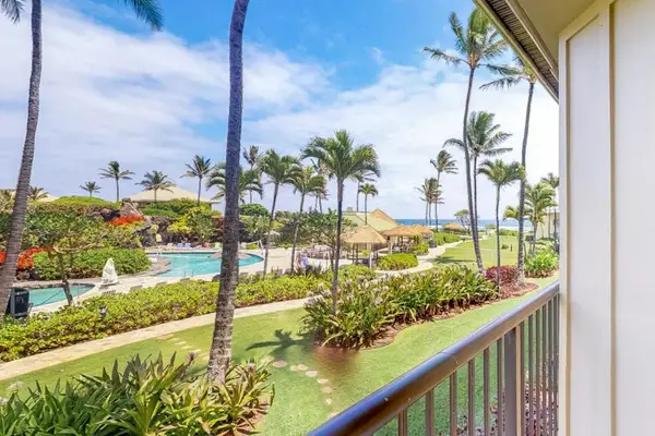 Breezy Courtyard Overlooking Lush Resort Gardens