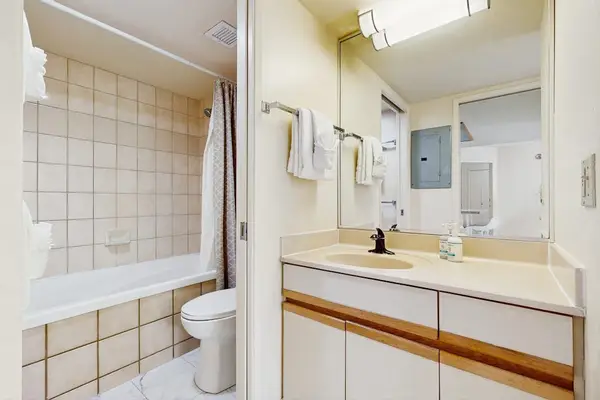 Bright vanity area with plenty of counter space