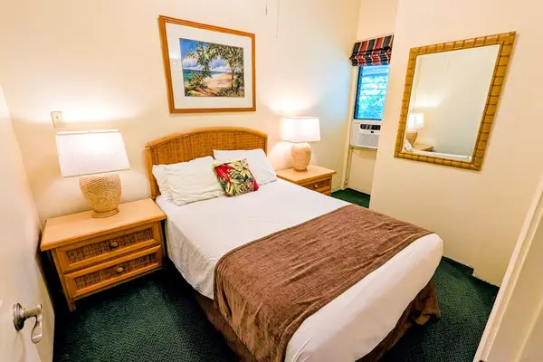 Cozy queen bedroom designed for restful nights