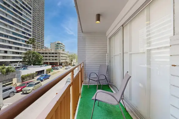 Elevate your stay with a cozy outdoor space featuring scenic views of the city.
