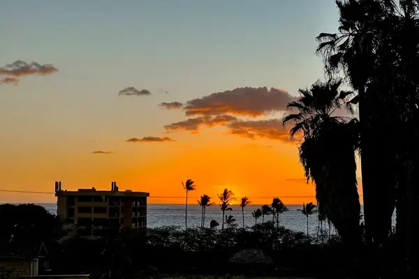 Sunset view, overlooking the ocean